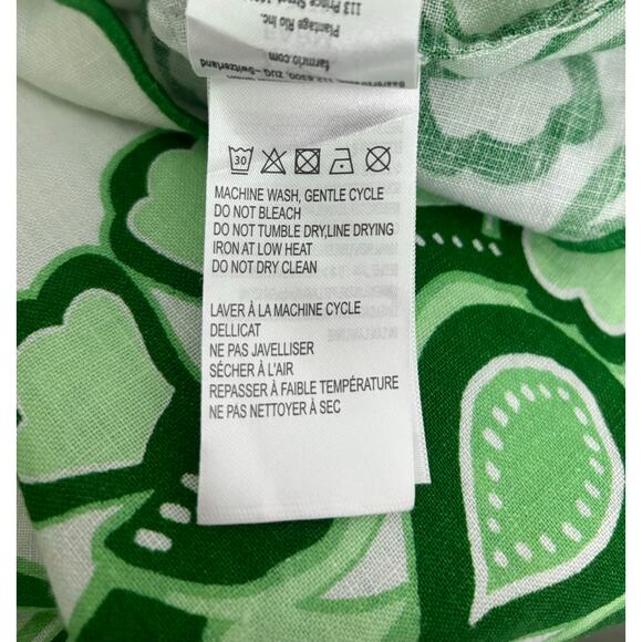 Farm Rio Green Color Festival Euroflax Linen Blouse Crop Top Size S - Picture 13 of 13